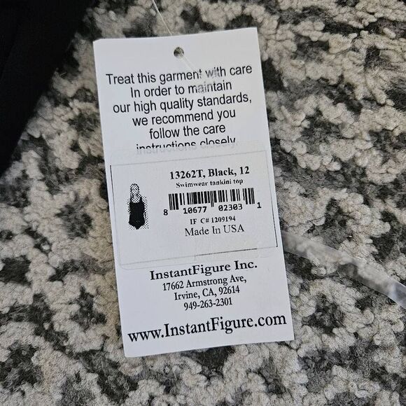 3/$15 Instant Figure Compression Swimwear Tankini Top in Black Size 12 - Picture 3 of 6